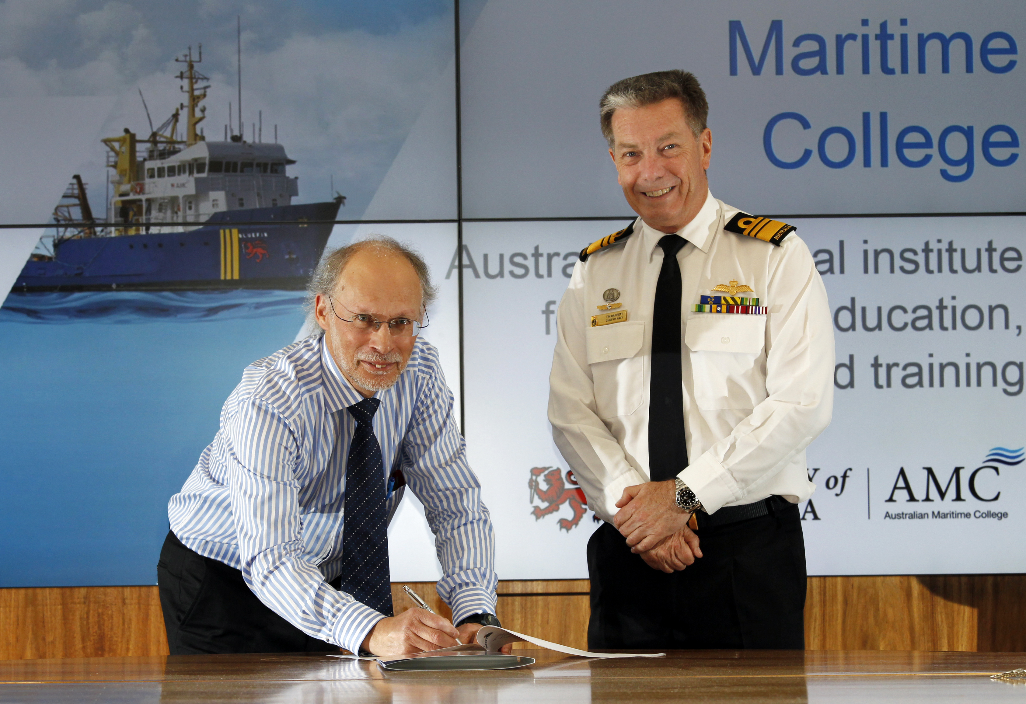 Professor Neil Bose with the Chief of Navy